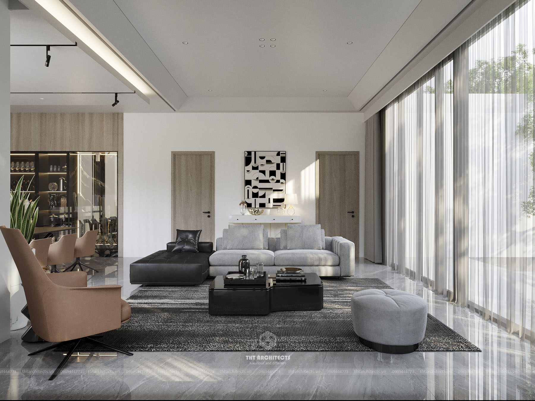 tht architects - Trường villa Bình Thuận - phòng khách bếp 04